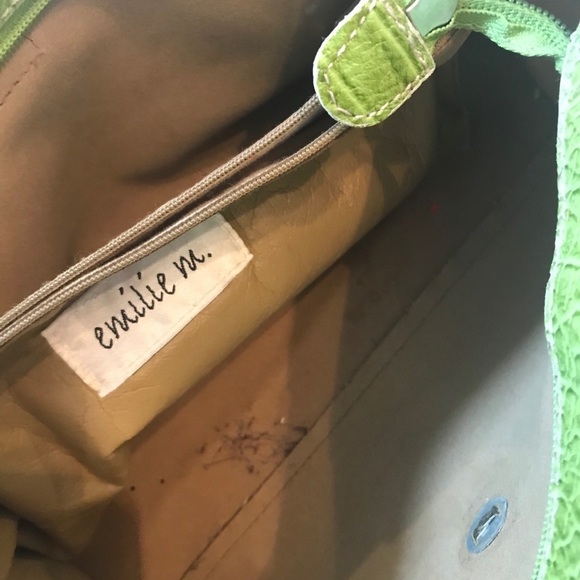 Emilie M Lime Green Alligator Skin Print Hand Bag - Picture 7 of 9